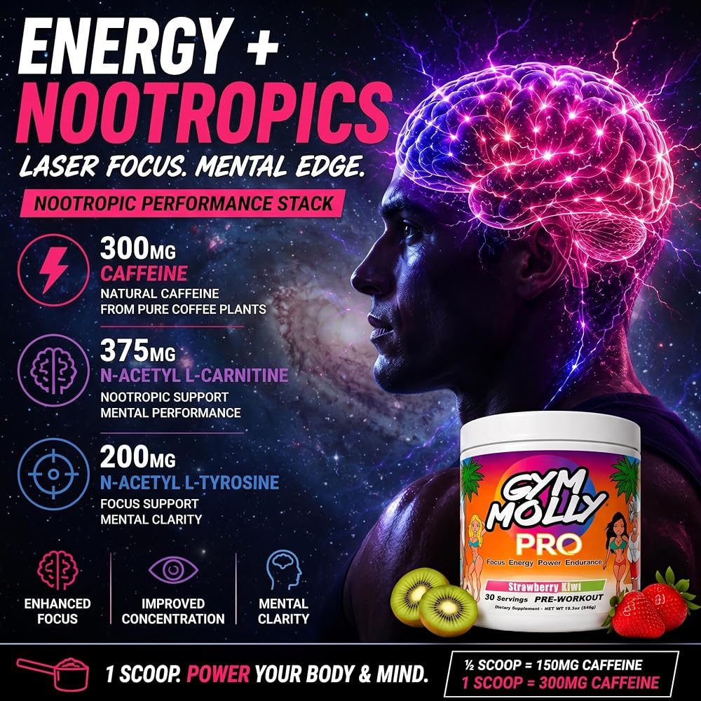 Gym Molly PRO Pre-Workout Powder Strawberry Kiwi - 30 Servings - image 2