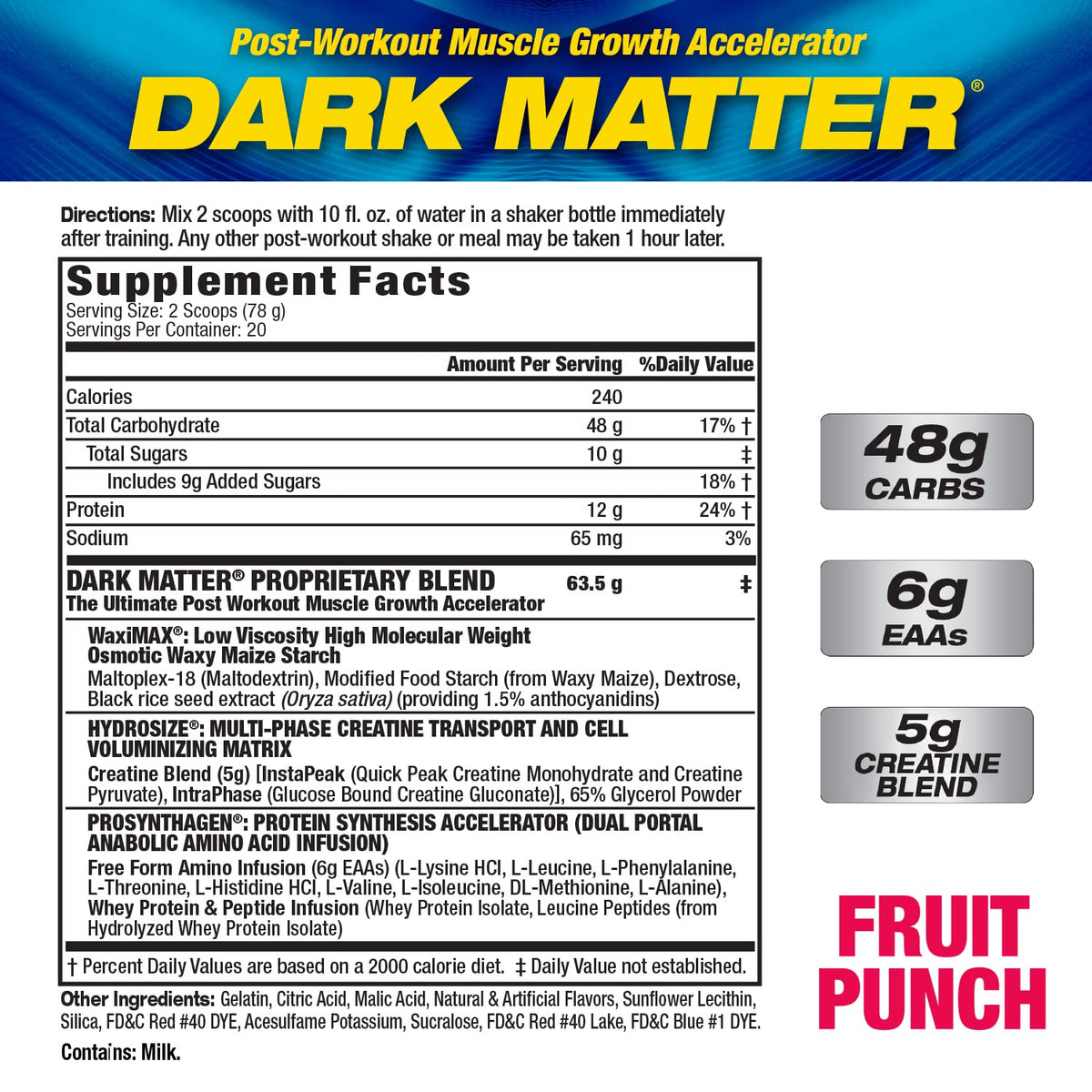 Maximum Human Performance Dark Matter Post-Workout Recovery - 20 Servings - image 3