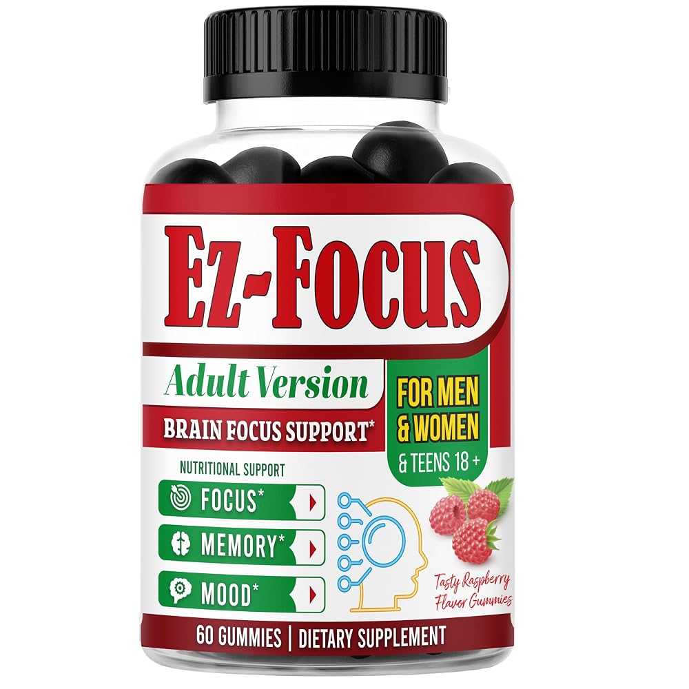Ez-Focus Lion's Mane Mushroom Gummies for Focus & Memory - 60 Gummies