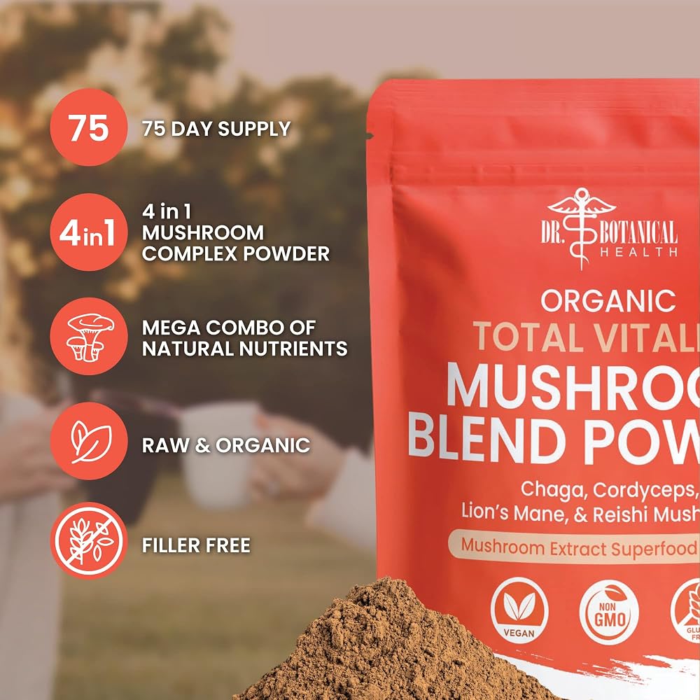 Dr. Botanical Health Organic Mushroom Powder Blend Brain Support - 8 oz - image 5