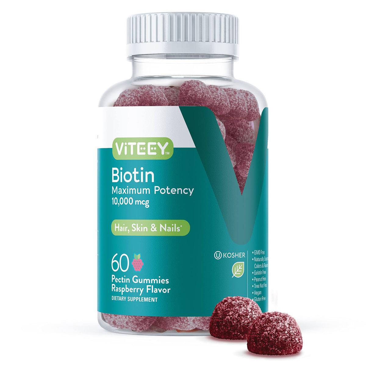 Viteey Biotin Gummies 10,000mcg - Highest Potency Vitamin B7 & H