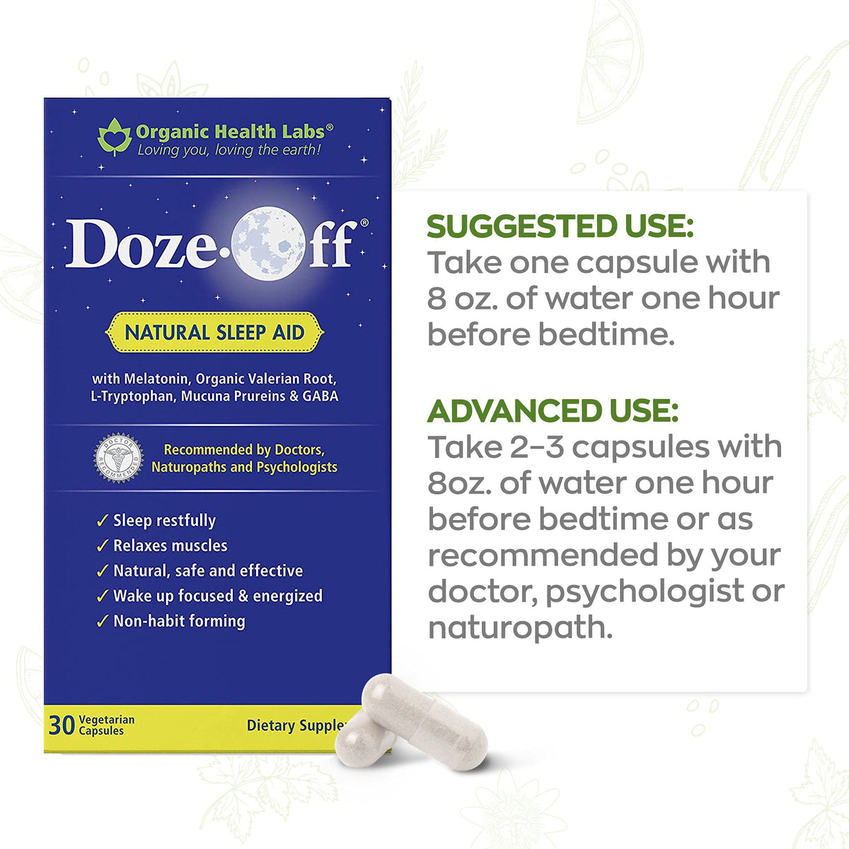 Organic Health Labs Doze-Off Premium Sleep Aid - 60 Capsules - image 9