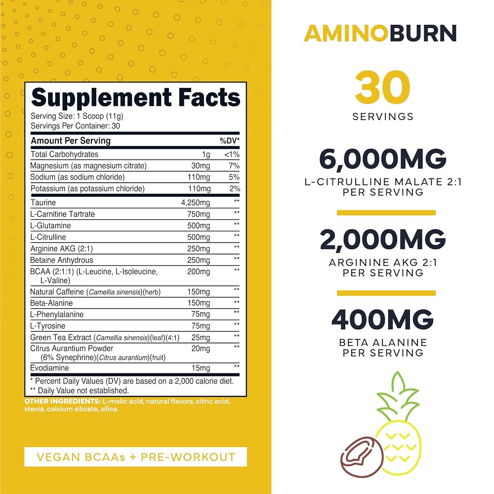Type Zero Amino Burn Vegan BCAAs Pre-Workout Powder - 30 Servings - image 2