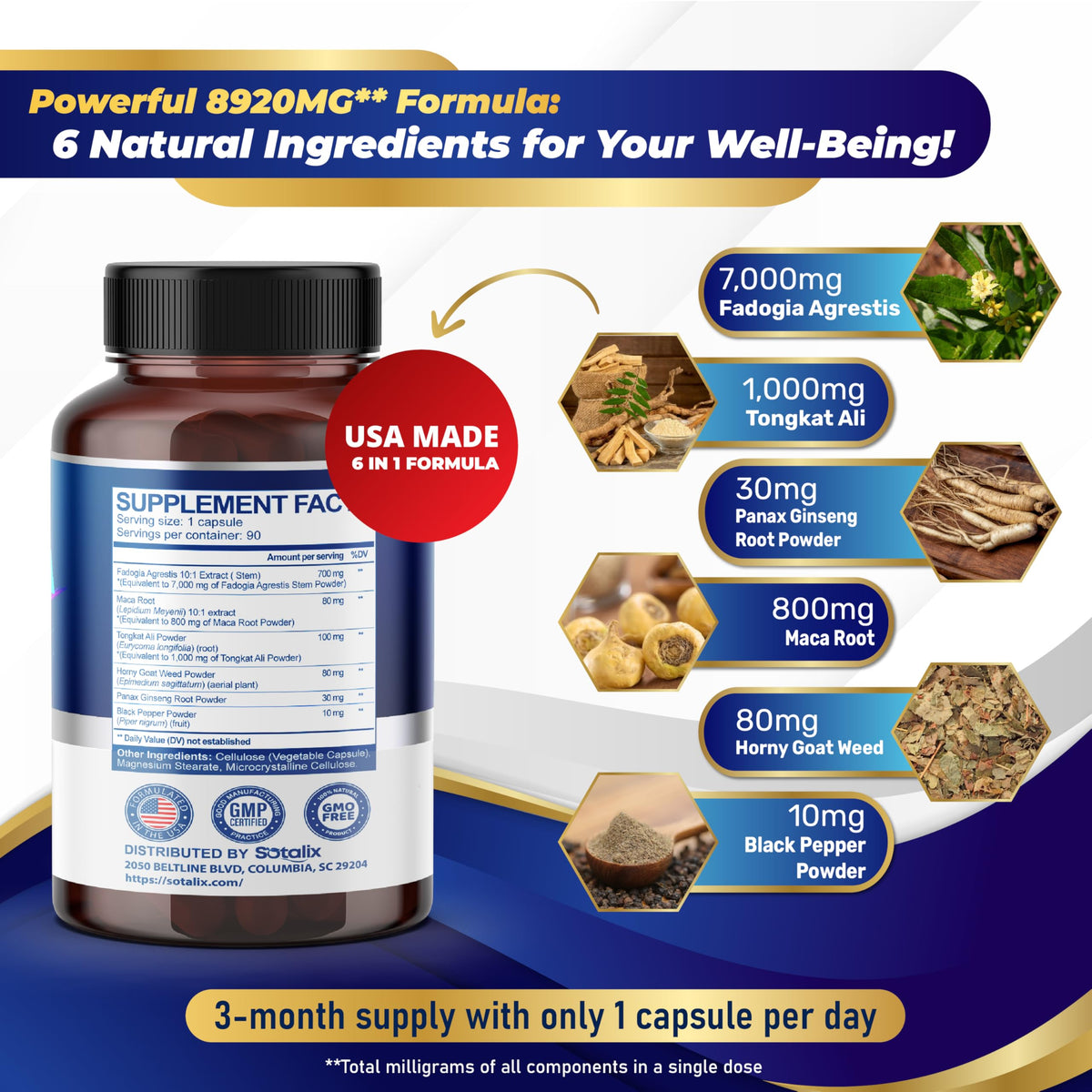 Sotalix Advanced Fadogia Agrestis 6-in-1 with Tongkat Ali - 90 Capsules - image 2