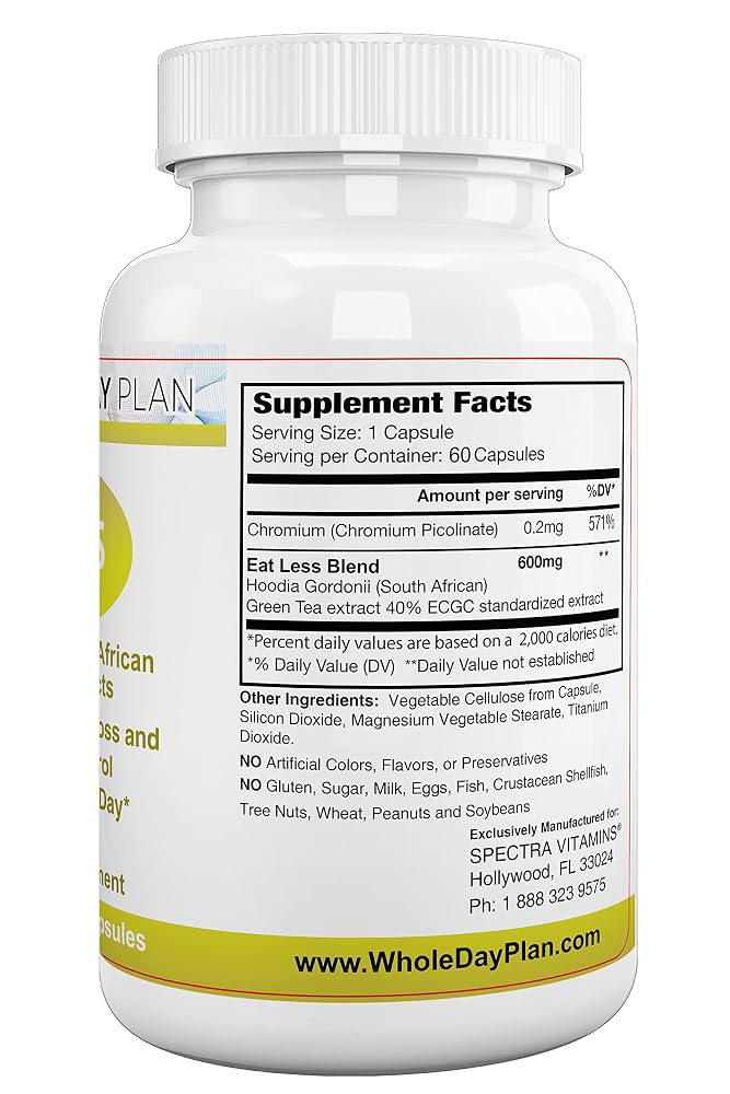 The WHOLE DAY Plan EAT LESS Appetite Suppressant - 60 Vegetarian Capsules - image 5
