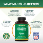 Life's Fortune Liposomal Vitamin C 2100 mg Immune Support - 180 Capsules - image 2