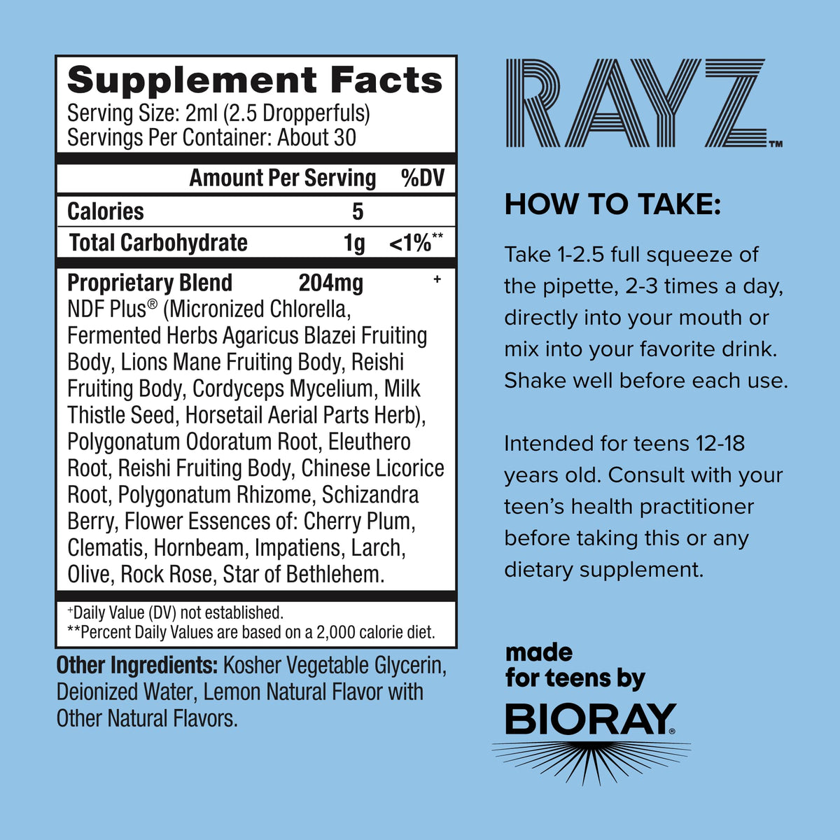 BIORAY RAYZ Thinking Cap Cognitive Support - 2 fl oz - image 2