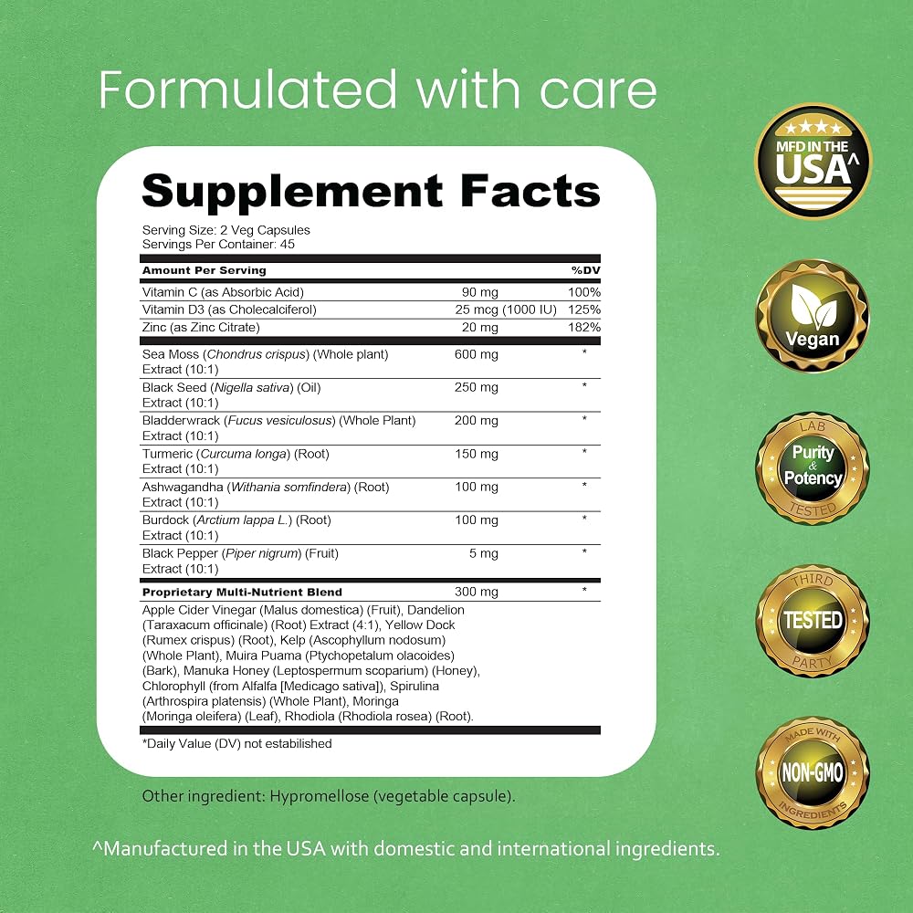 NaturaLife Labs Sea Moss & Ashwagandha Blend - 90 Vegetarian Capsules - image 2