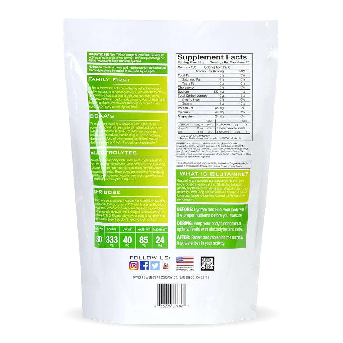 Ryno Power Hydration Fuel Electrolyte Drink Mix - 20 Servings - image 2