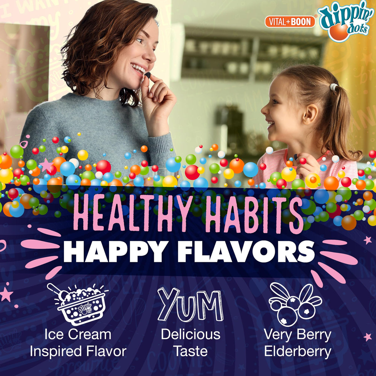 Vital+Boon Dippin’ Dots - Elderberry Gummies with Vitamin C & Zinc