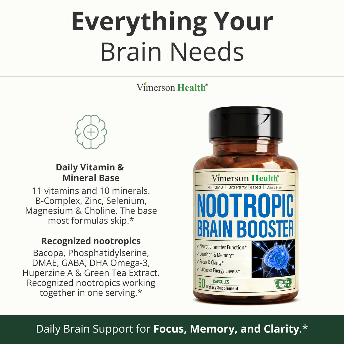 Vimerson Health Brain Supplement for Memory and Focus - 60 Capsules - image 5