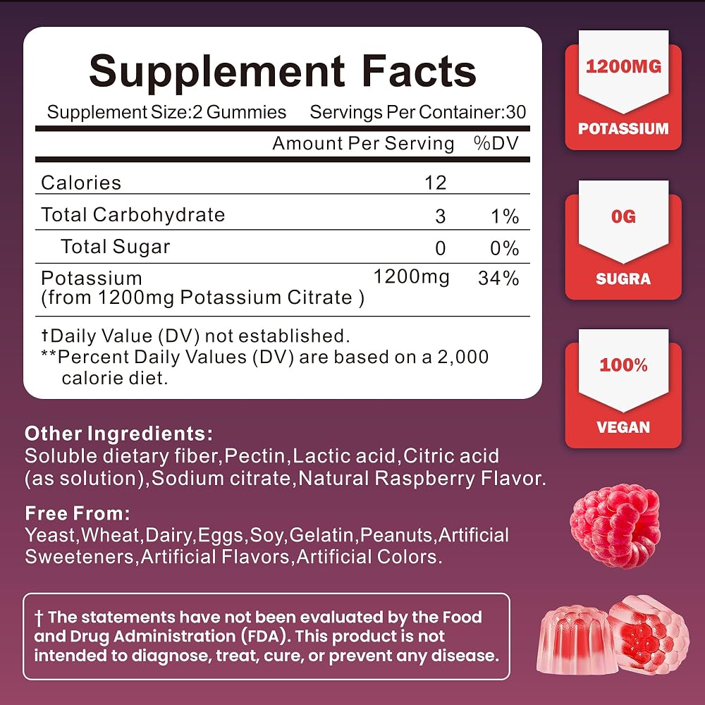 Soochic Potassium Citrate Gummies 1200mg - 60 Count - image 2