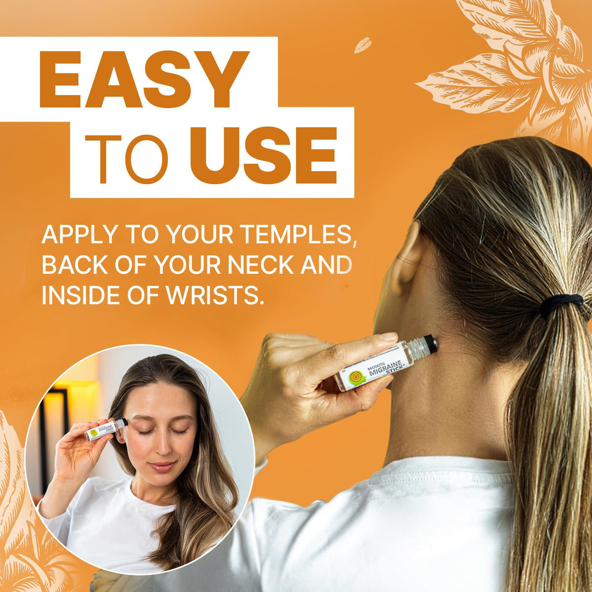 Basic Vigor Migrastil Migraine Stick Roll On Peppermint - 0.3 oz - image 3