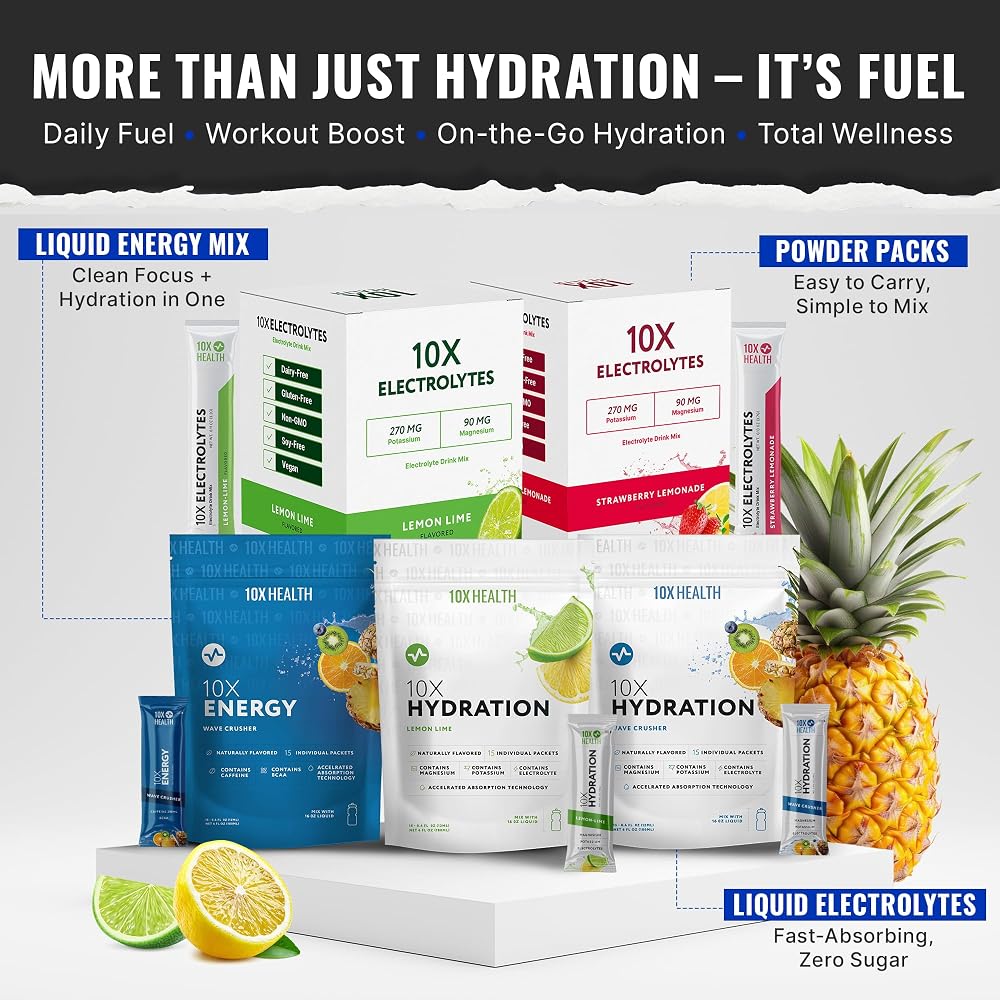 10X Health Electrolytes Powder Drink Mix Strawberry Lemonade