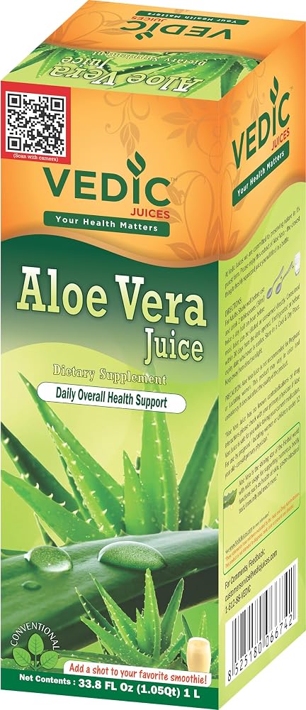 Vedic Juices Aloe Vera Juice Supplement for Gut Health - 33.8 Fl Oz