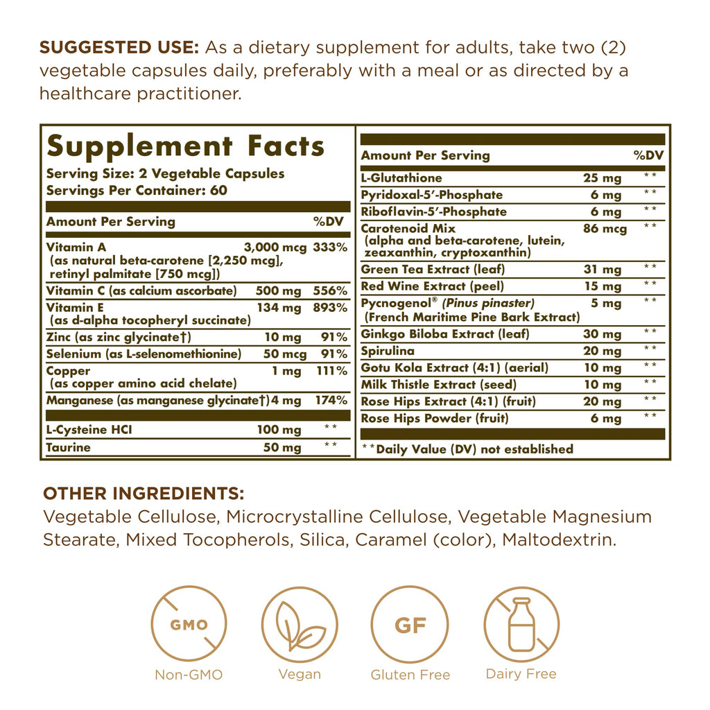 Solgar Advanced Antioxidant Formula - 120 Vegetarian Capsules - image 2