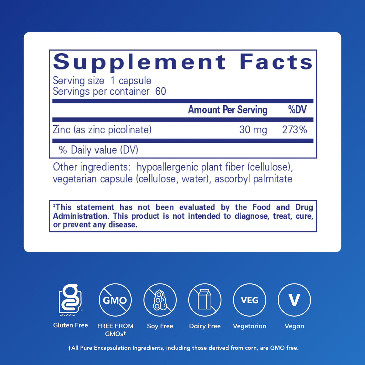 Pure Encapsulation Capsule Zinc Immune Function And Emotional