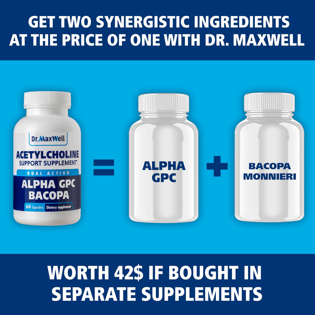 Dr. Maxwell Acetylcholine Alpha GPC 600mg + Bacopa - 60 Capsules - image 6