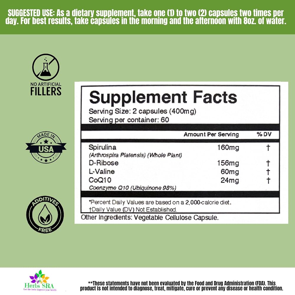 Herbs SRA EnergyPlus+ Natural Energy Support - 120 Vegetarian Capsules - image 4
