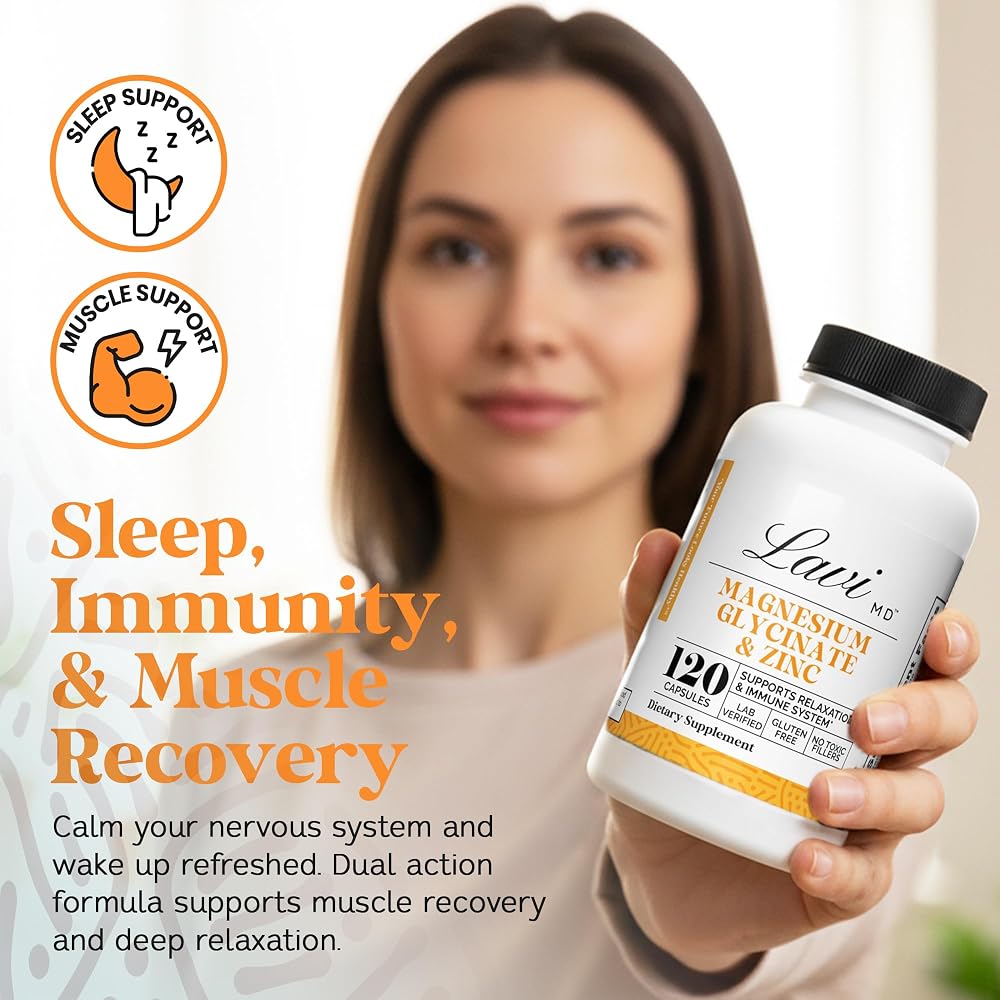 LaviMD Magnesium Glycinate Zinc for Sleep Support - 120 Capsules - image 2