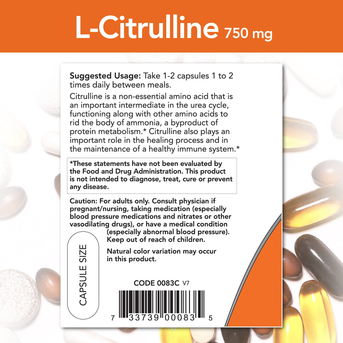NOW Foods Citrulline 750mg - 90 Vegetarian Capsules - image 3