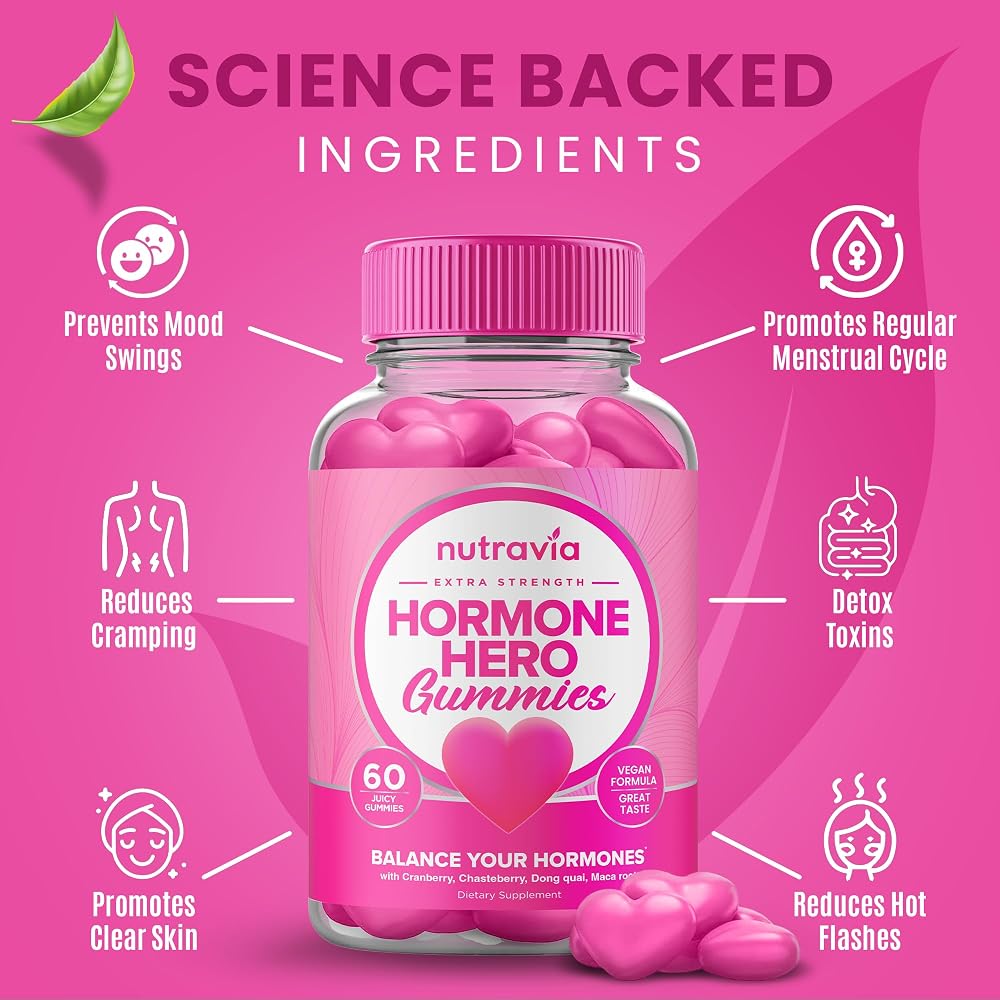 Nutravia Hormone Balance for Women Gummies PMS Relief - 60 Gummies - image 5