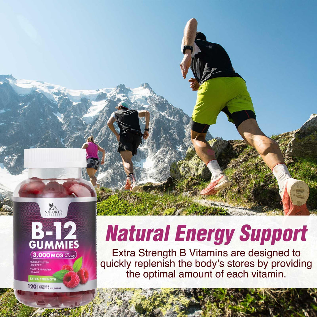 Nature's Nutrition B12 Energy Gummies 3000 mcg per Serving - Extra