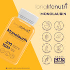 LongLifeNutri Monolaurin 1500mg Supplement - 200 Vegetarian Capsules - image 7