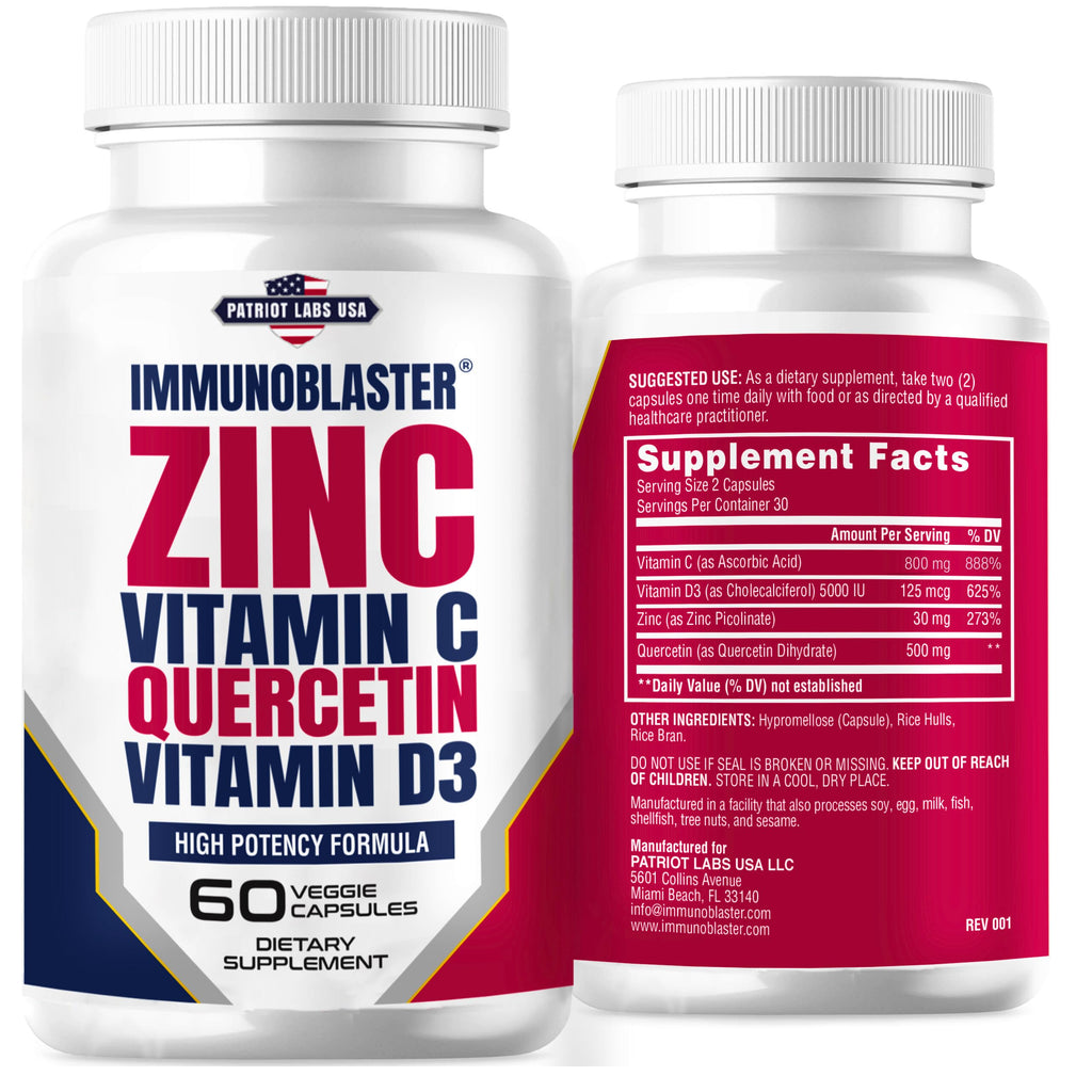 IMMUNO BLASTER Zinc Quercetin Vitamin C 800mg Vitamin D3 Immune
