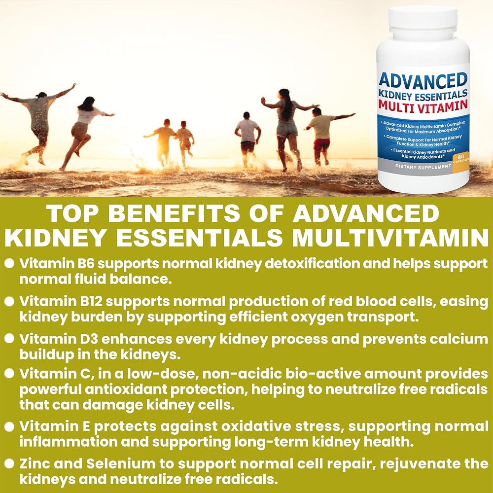 Advanced Kidney Essentials Multivitamin. Kidney Support Supplement