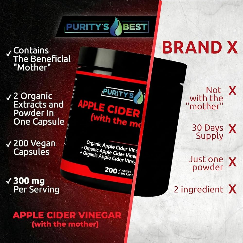 Purity's Best Apple Cider Vinegar with The Mother 300 mg - 200 Capsules - image 6