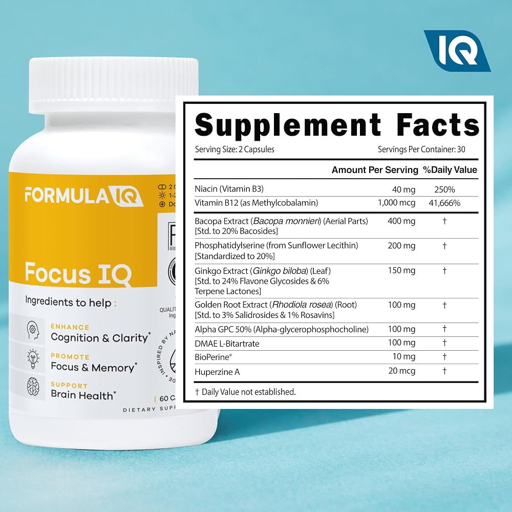 FIQ Formula IQ Brain Supplements for Memory and Focus - 60 Capsules - image 4