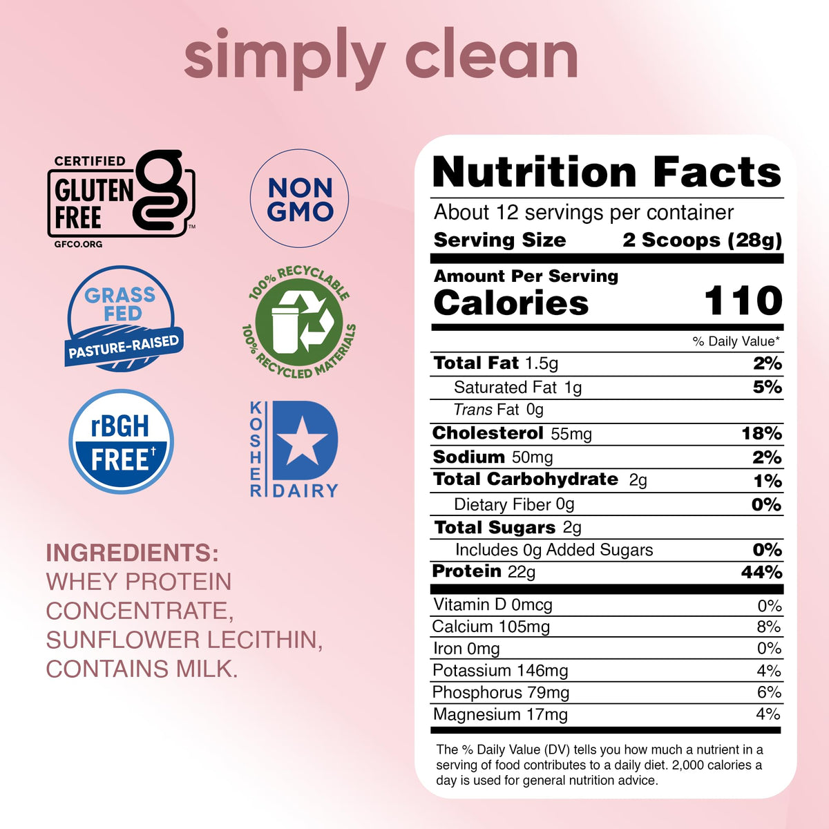 simply tera's Pure Whey Protein Powder Unflavored - 12 oz - image 2