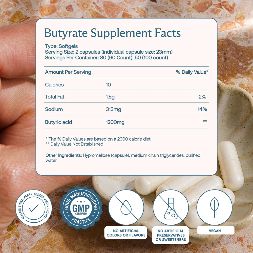 BodyBio Butyrate Sodium Postbiotic for Gut Support - 100 Capsules - image 3