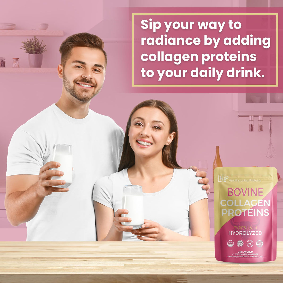 HLP Healthy Living Proteins Bovine Collagen Peptides Powder - 16 oz - image 4