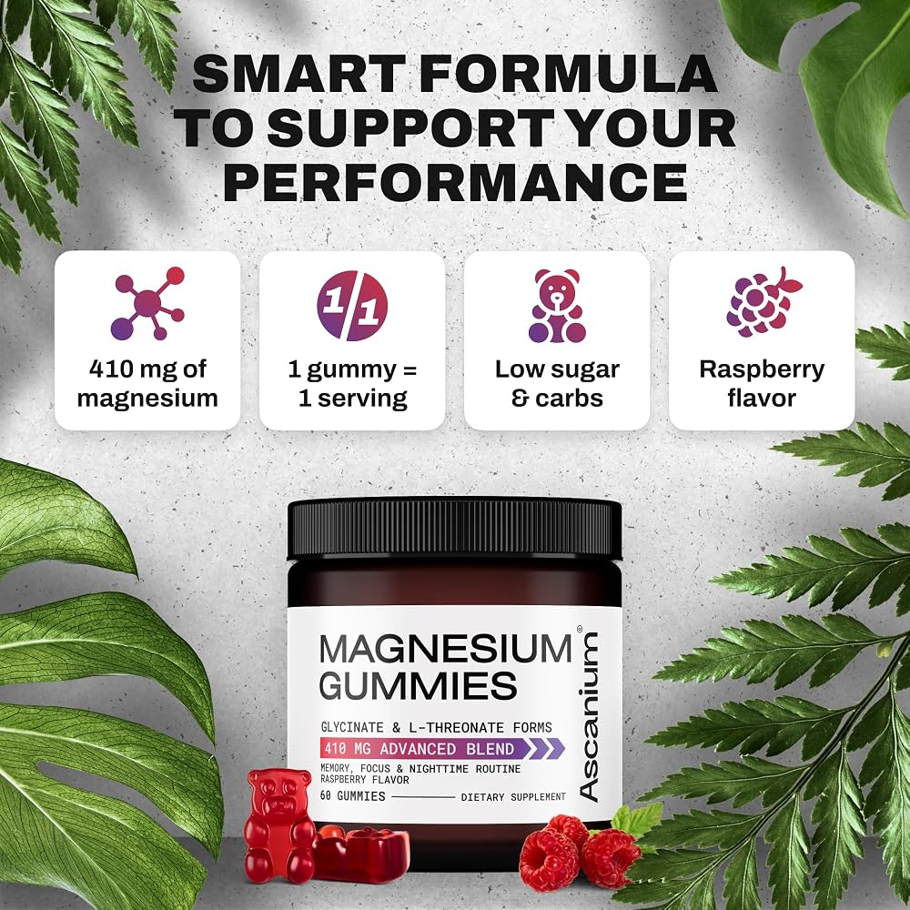 Ascanium Magnesium Gummies 410mg Glycinate & L-Threonate - 60 Gummies - image 5