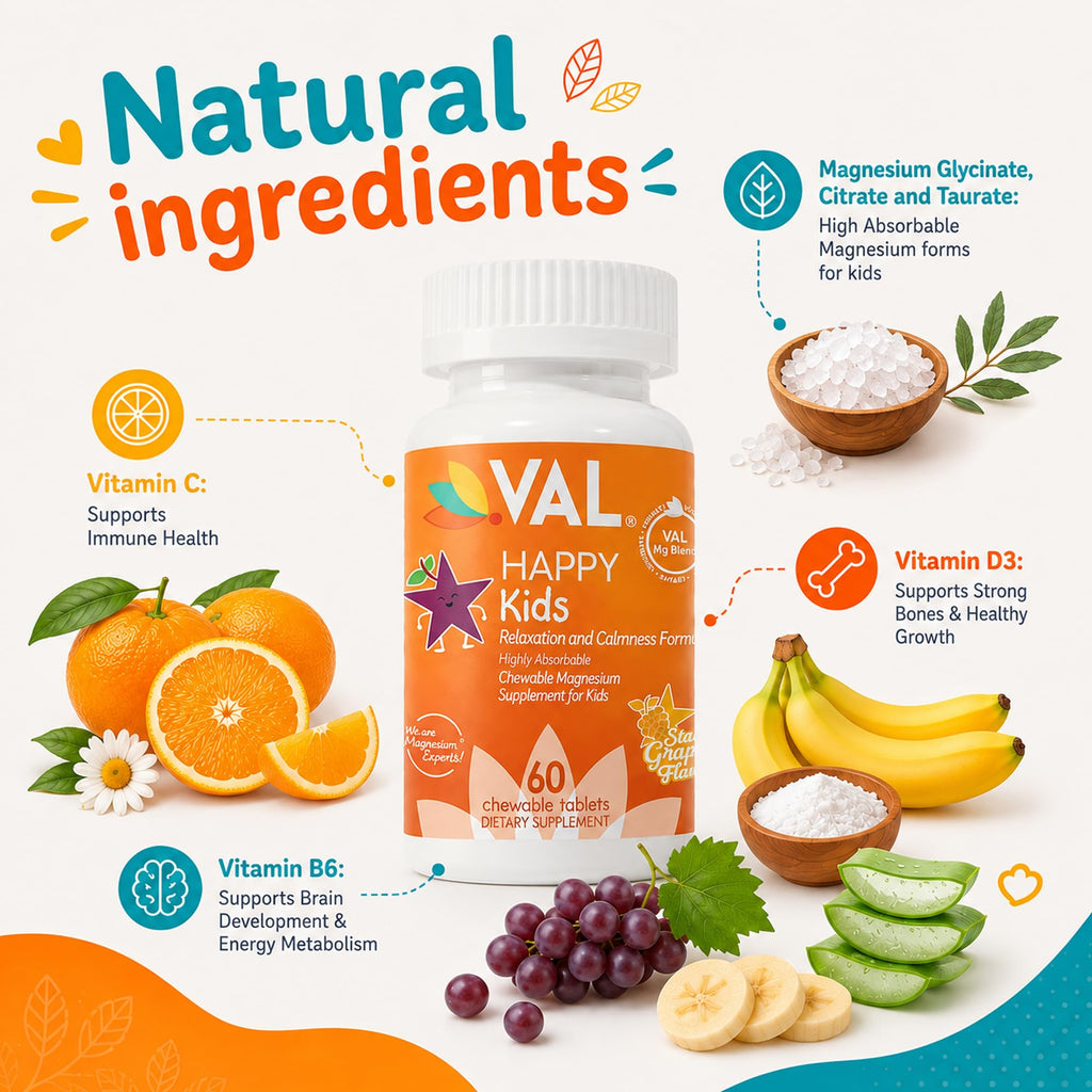 VAL Chewable Magnesium for Kids Relaxation and Calm Formula High