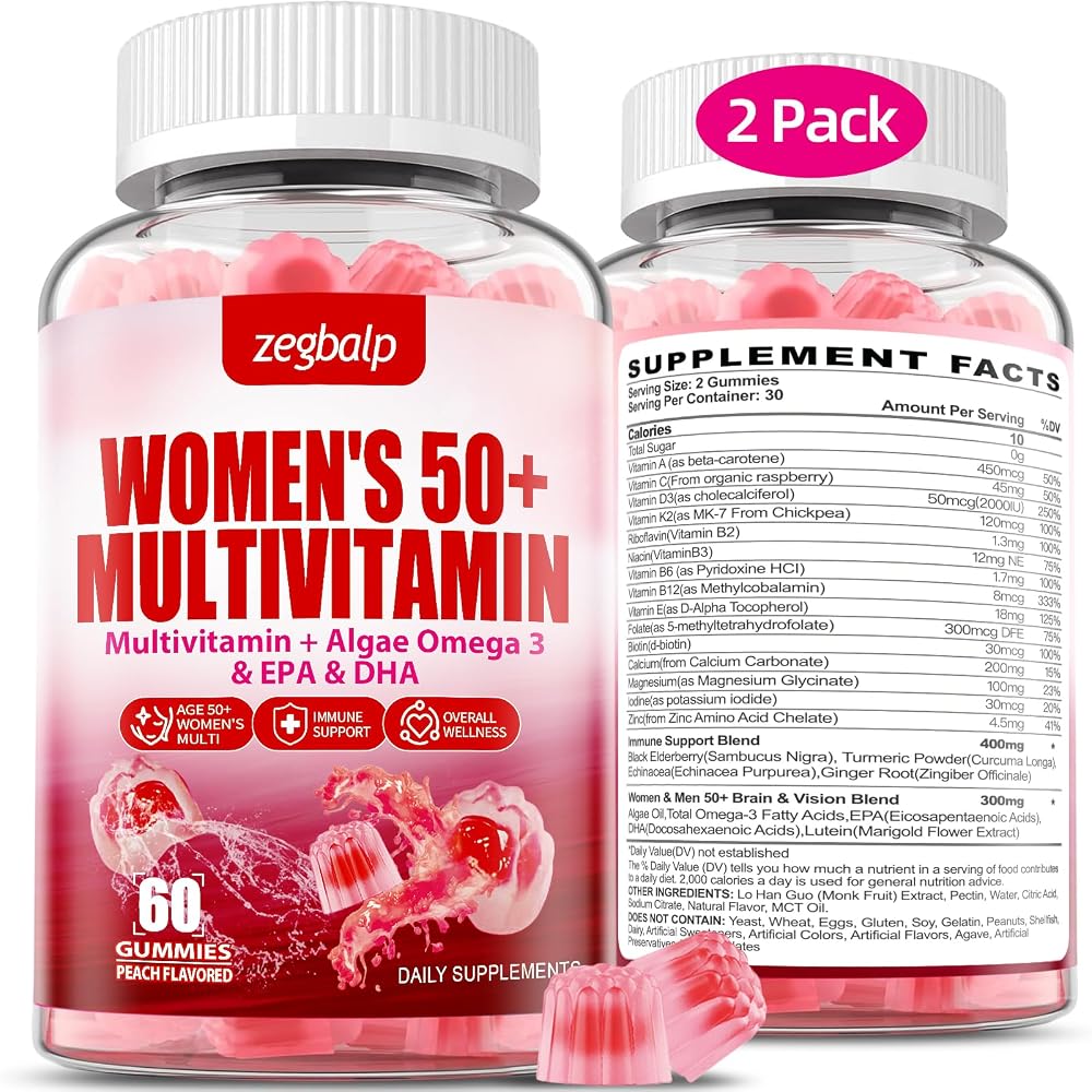 ZEGBALP Sugar-Free Womens Multivitamin 50 Plus Gummies with Calcium