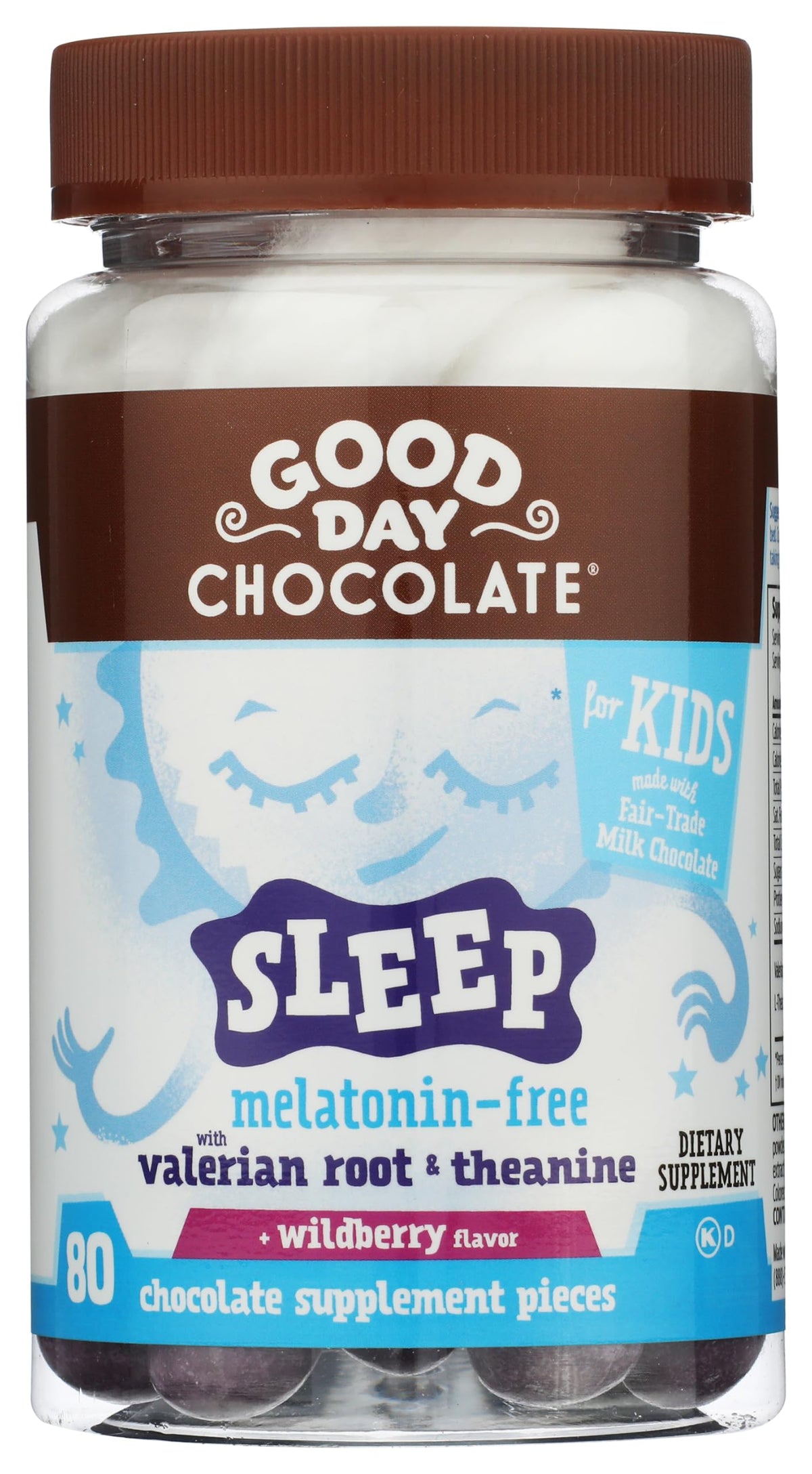 Good Day Chocolate Valerian Root Sleep Aid for Kids - 80 Pieces