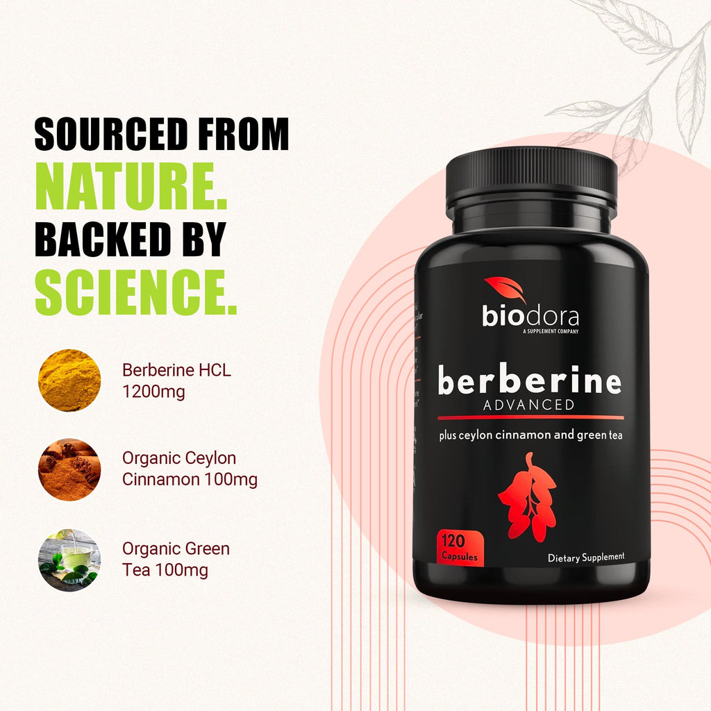 Biodora Berberine Advanced Plus 1200mg - 120 Vegetarian Capsules - image 3
