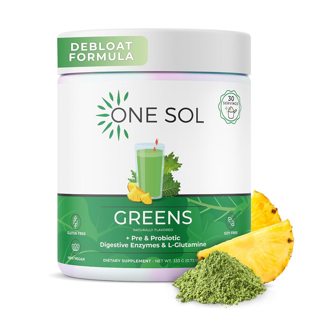 One Sol Super Greens Powder with Probiotics & Enzymes - 30 Servings