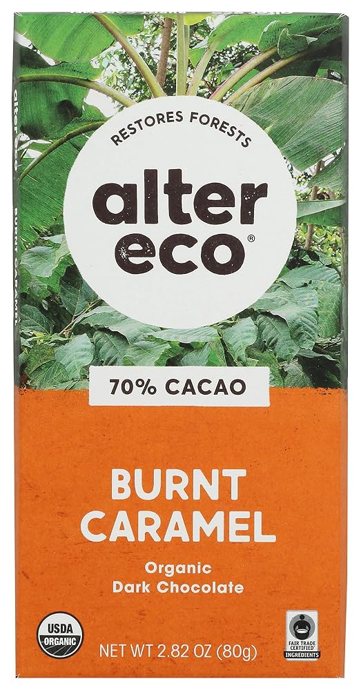 Alter Eco Dark Chocolate Salted Burnt Caramel Bar - Pack of 12
