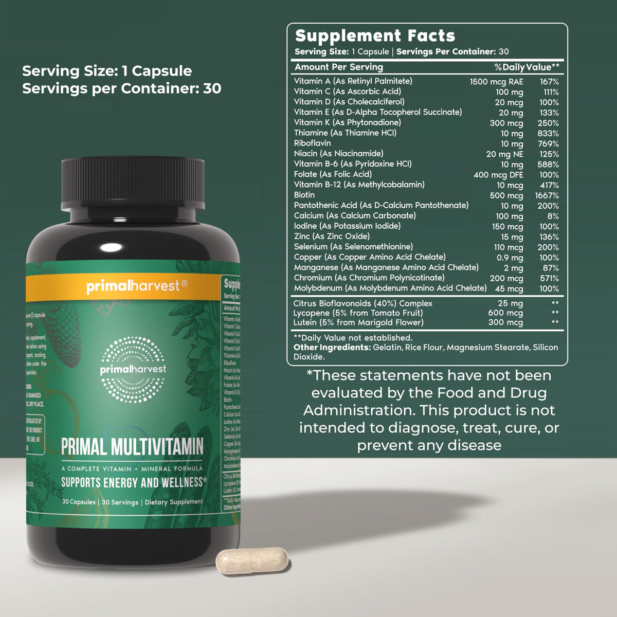 Primal Harvest Multivitamin - 30 Capsules - image 2