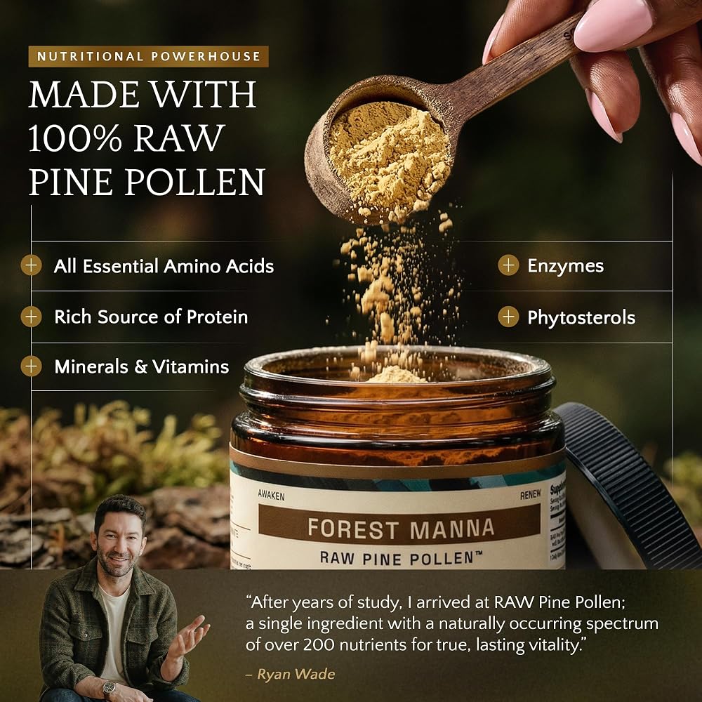 RAW Forest Foods Pine Pollen Powder Adaptogenic Tonic - 70g - image 3