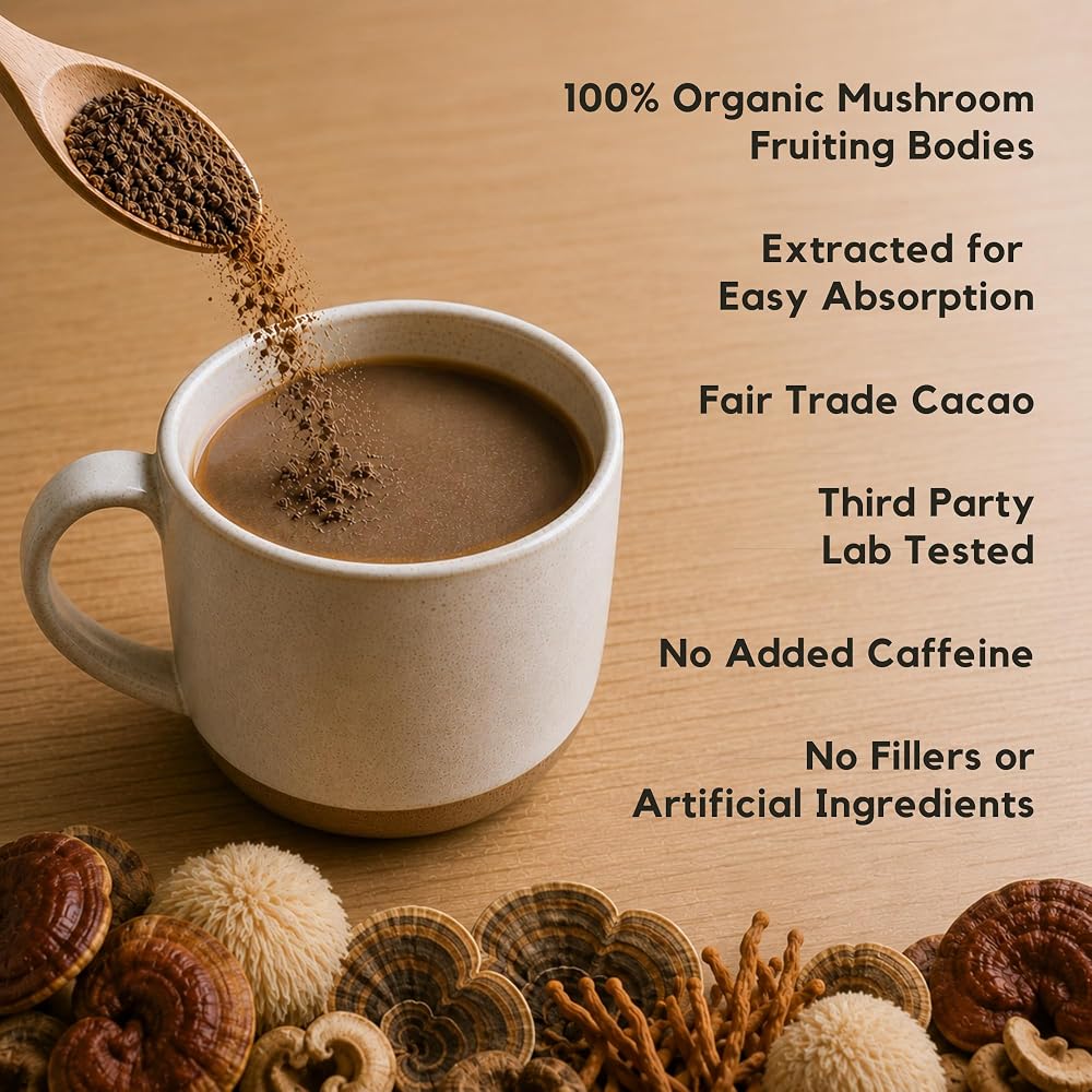 Malama Organic Lion's Mane Mushroom Cacao Powder Mix - 3.5 oz - image 5