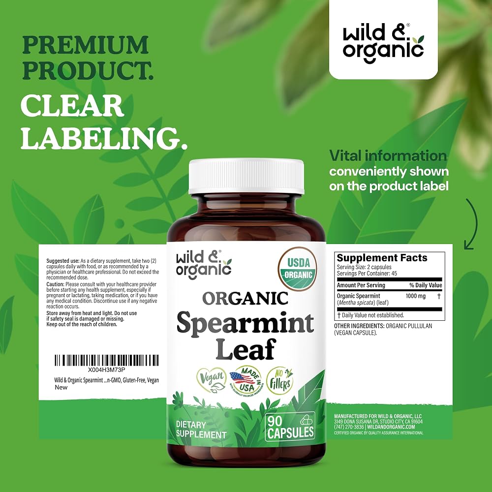 Wild & Organic USDA Organic Spearmint Capsules - 90 Count - image 7