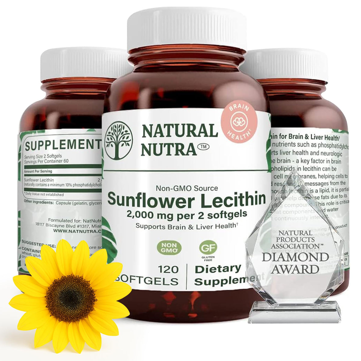 Natural Nutra Sunflower Lecithin 2000mg - 120 Softgels