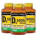 MASON NATURAL Vitamin D3 5000 IU - 150 Softgels (Pack of 3)