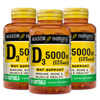 MASON NATURAL Vitamin D3 5000 IU - 150 Softgels (Pack of 3)