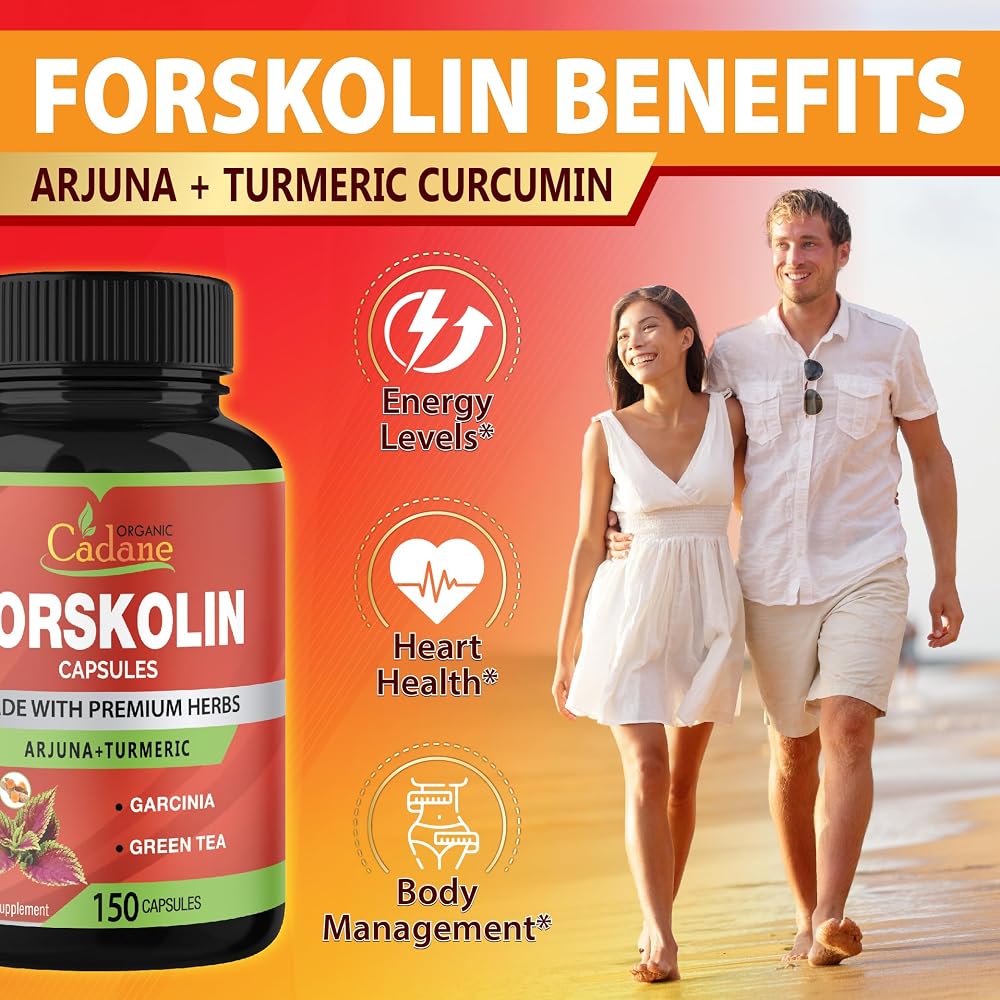 Organic Cadane Forskolin Supplement with Turmeric & Garcinia - 150 Capsules - image 4